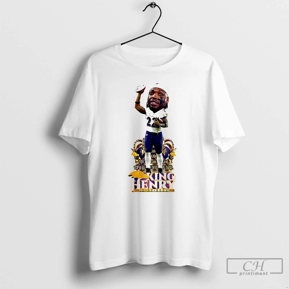 Premium Derrick Henry Baltimore Ravens Historic Night Caricature T-Shirts, Hoodie, Sweatshirt | PopFlextees.com