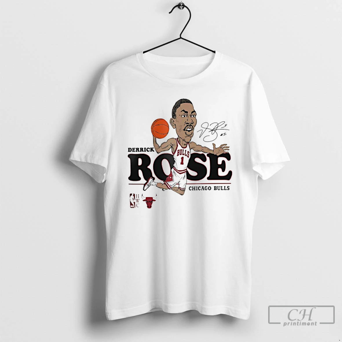 Premium Derrick Rose Chicago Bulls Nba Caricature Signature T-Shirts, Hoodie, Sweatshirt | PopFlextees.com
