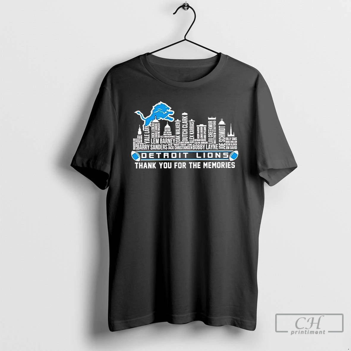 Premium Detroit Lions Players Names Skyline Thank You For The Memories T-Shirts, Hoodie, Sweatshirt | PopFlextees.com
