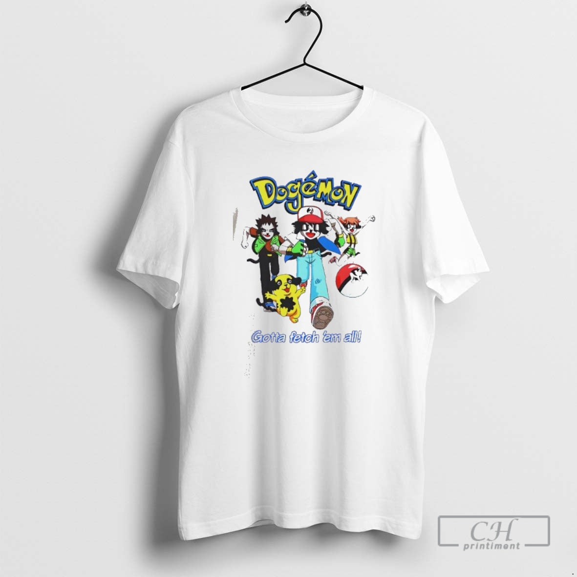 Premium Dogemon Gotta Fetch Em All Funny Cartoon Shirt Sweater Hoodie, Sweatshirt | PopFlextees.com