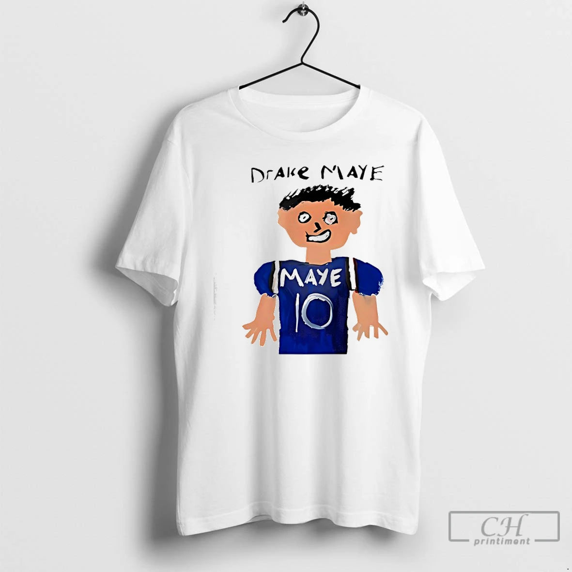 Premium Drake Maye Painting White T-Shirts, Hoodie, Sweatshirt | PopFlextees.com