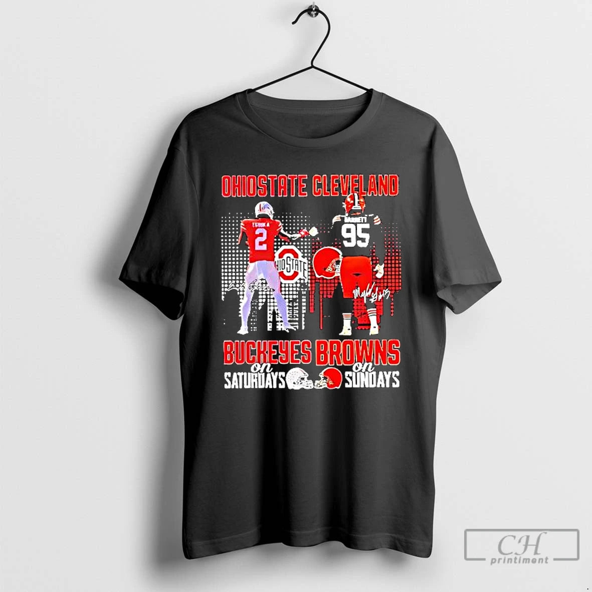 Premium Egbuka Garrett Buckeyes On Saturday Browns On Sundays T-Shirts, Hoodie, Sweatshirt | PopFlextees.com