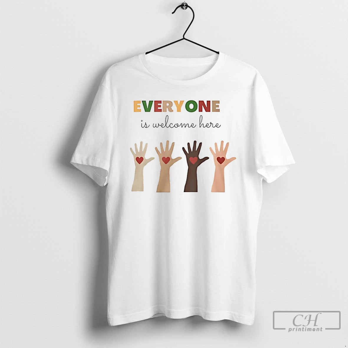 Premium Everyone Is Welcome Here Hands T-Shirts, Hoodie, Sweatshirt | PopFlextees.com