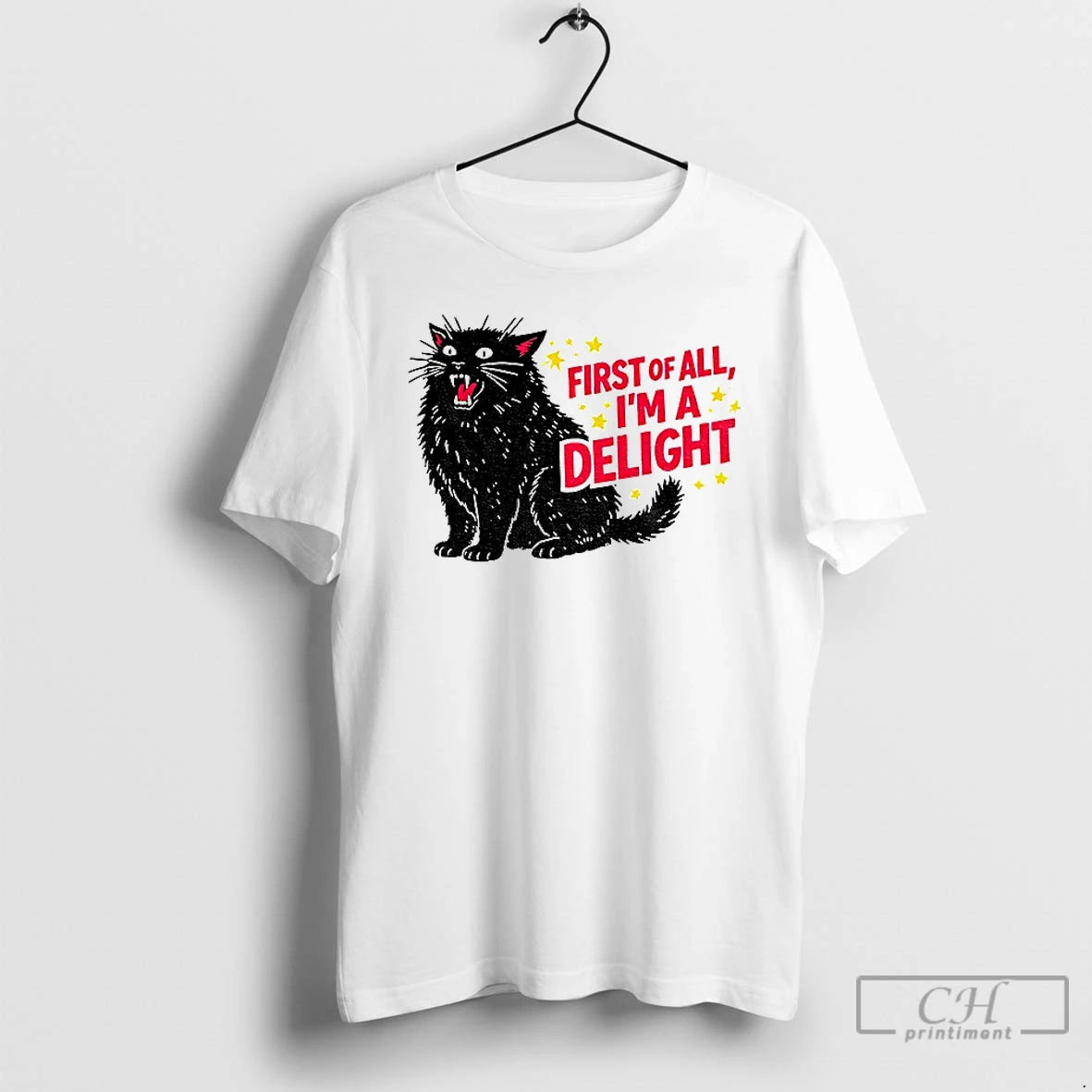 Premium Fierce Black Cat First Of All Im A Delight T-Shirts, Hoodie, Sweatshirt | PopFlextees.com