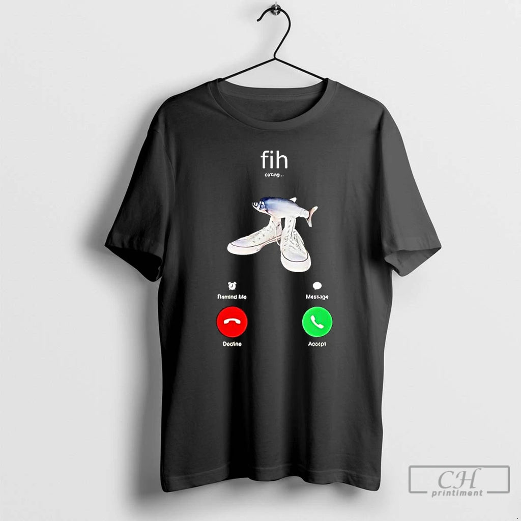 Premium Fih Calling Remind Me Message Decline Accept Phone Call Fish Graphic T Shirts Sweater Hoodie, Sweatshirt