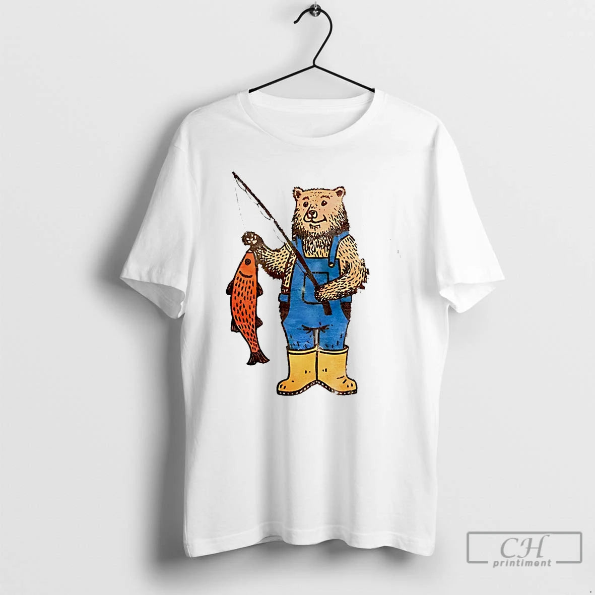 Premium Fishing Bear Graphic Vintage Nature Lover T-Shirts, Hoodie, Sweatshirt | PopFlextees.com