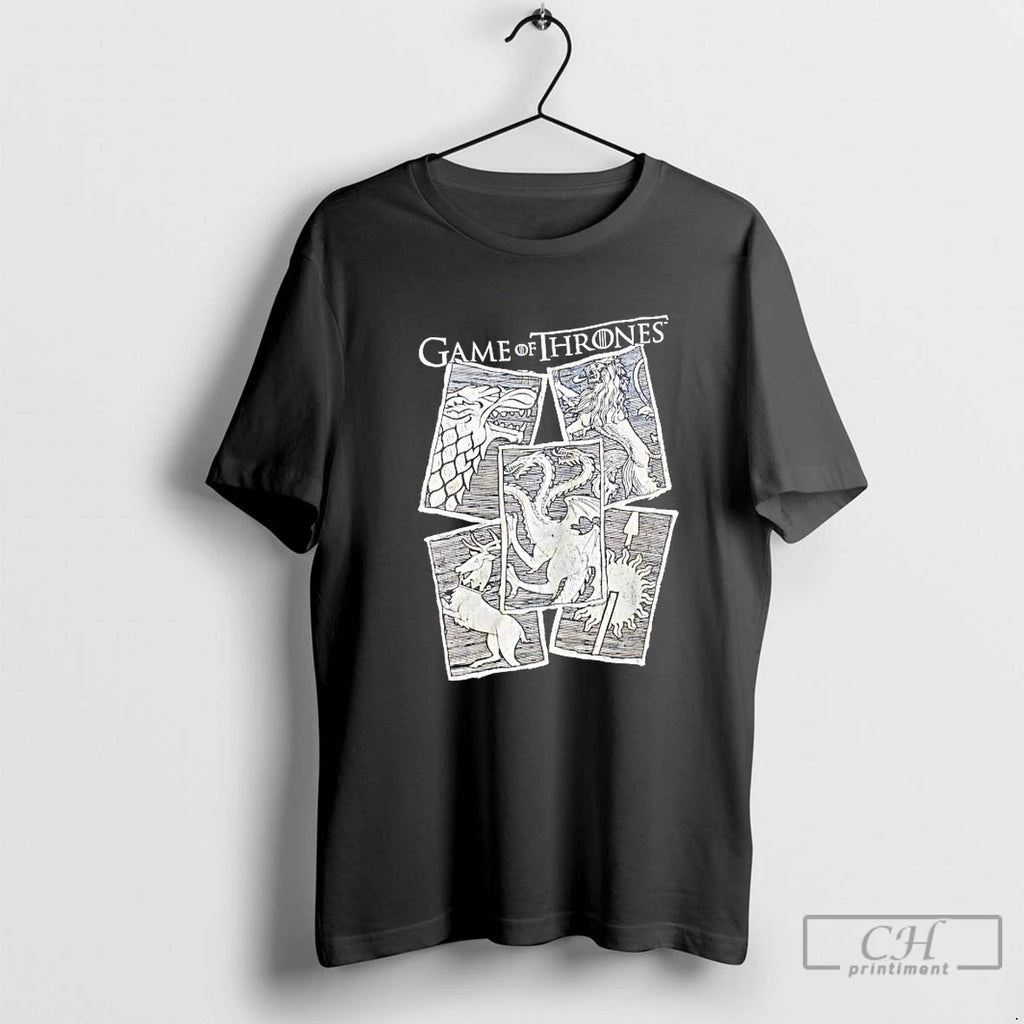 Premium Game Of Thrones Wolves Dragons And Lions Vintage T-Shirts, Hoodie, Sweatshirt | PopFlextees.com