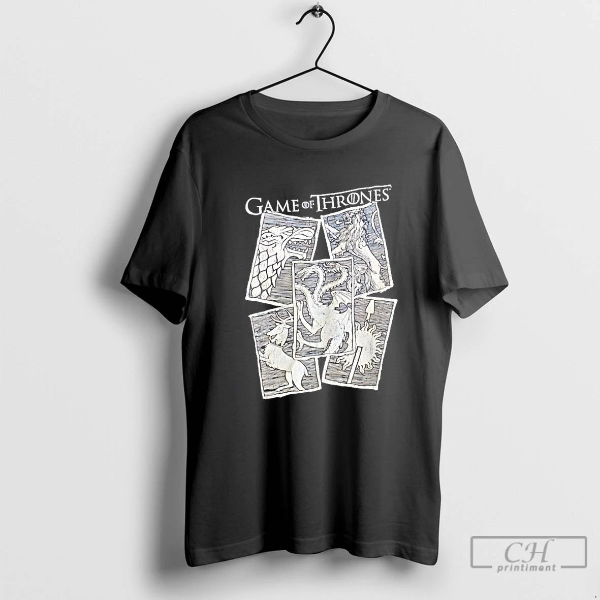 Premium Game Of Thrones Wolves Dragons And Lions Vintage T-Shirts, Hoodie, Sweatshirt | PopFlextees.com