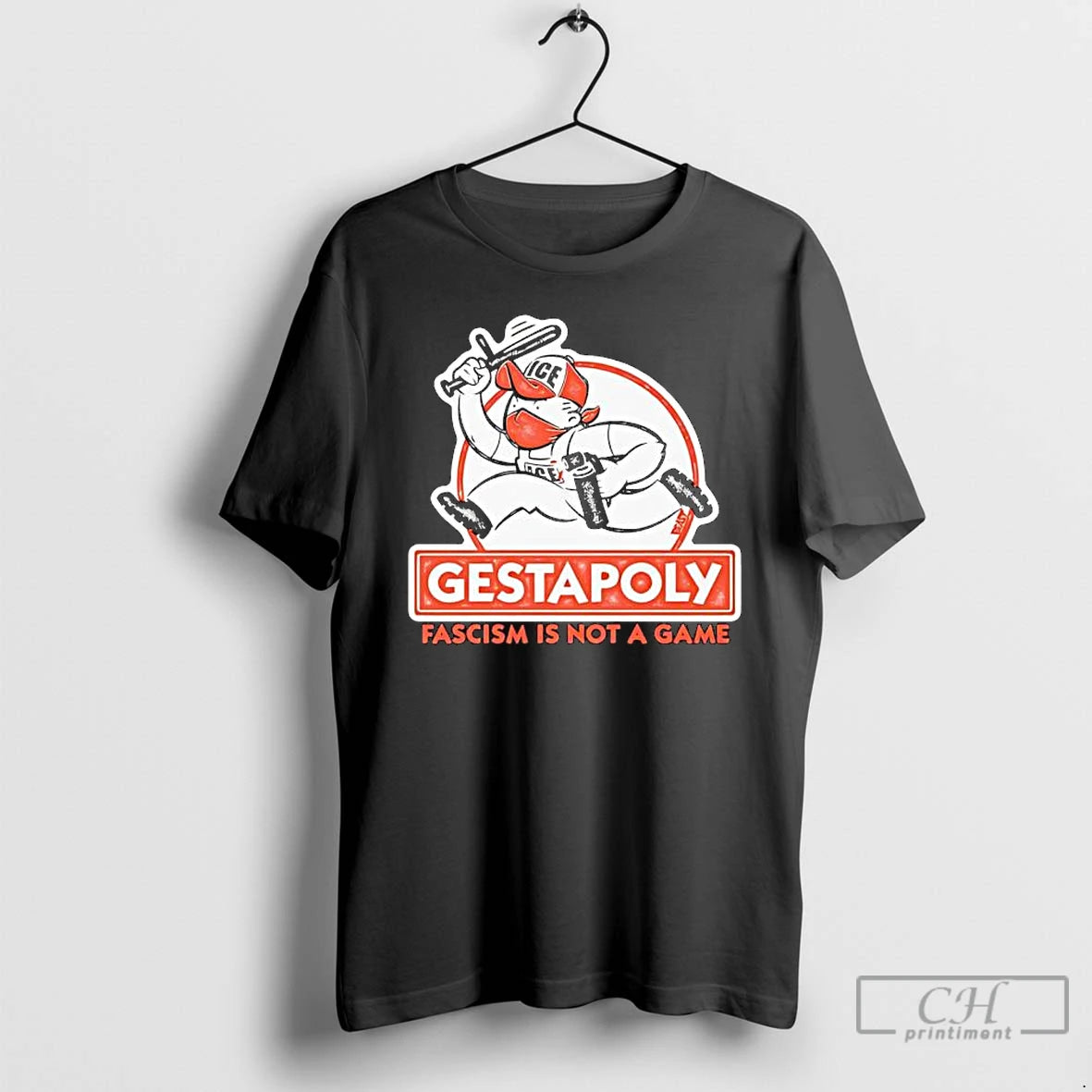 Premium Gestapoly Fascism Is Not A Game Figure Ice Hat Cartoon T-Shirts, Hoodie, Sweatshirt | PopFlextees.com