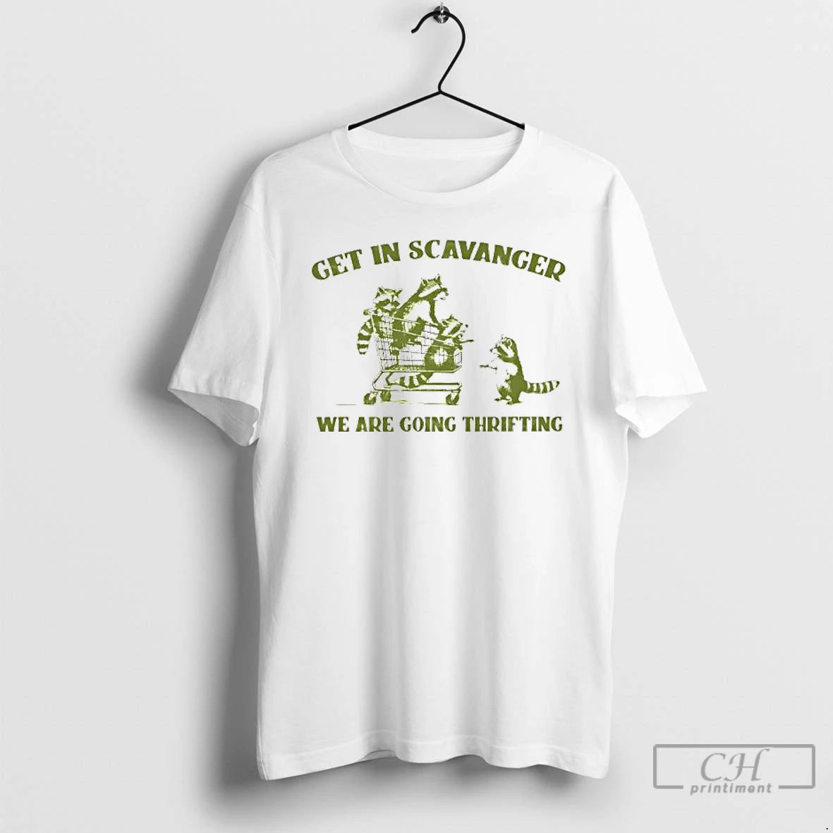 Premium Get In Scavenger Were Going Thrifting Raccoons T-Shirts, Hoodie, Sweatshirt | PopFlextees.com