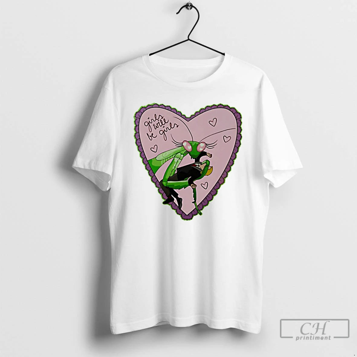 Premium Girls Will Be Girls Mantis Valentines Day T-Shirts, Hoodie, Sweatshirt | PopFlextees.com