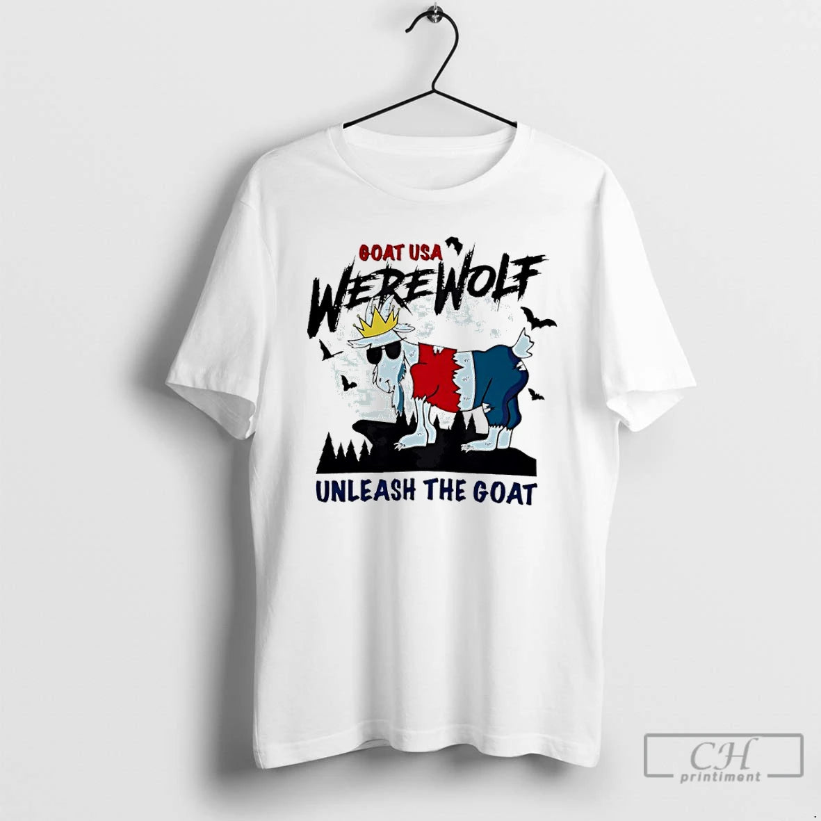 Premium Goat Usa Werewolf Unleash The Goat T-Shirts, Hoodie, Sweatshirt | PopFlextees.com