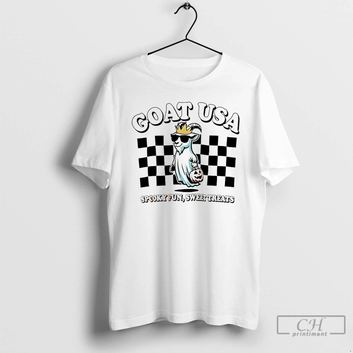 Premium Goat Usa Spooky Fun And Sweet Treats T-Shirts, Hoodie, Sweatshirt | PopFlextees.com