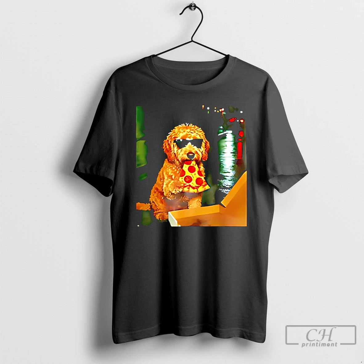 Premium Goldendoodle Eating Pizza Holding Glasses Meme T-Shirts, Hoodie, Sweatshirt | PopFlextees.com
