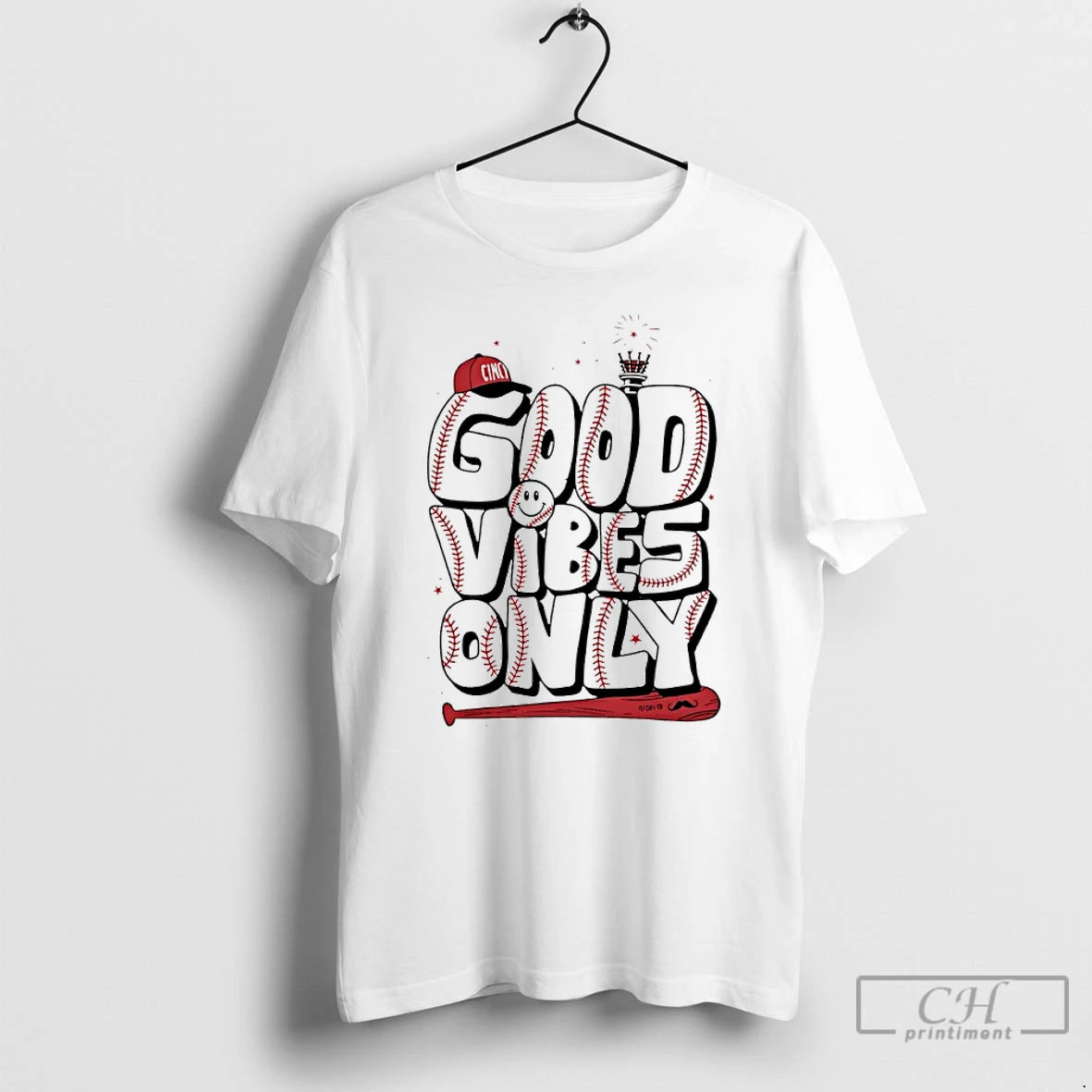 Premium Good Vibes Only Cincinnati Baseball T-Shirts, Hoodie, Sweatshirt | PopFlextees.com