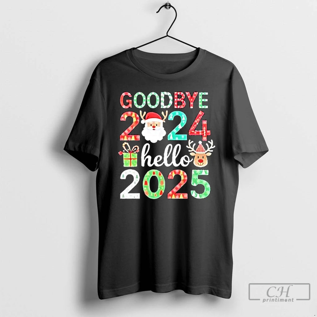 Premium Goodbye 2025 Hello 2025 Happy New Years Eve Christmas Xmas T-Shirts, Hoodie, Sweatshirt | PopFlextees.com