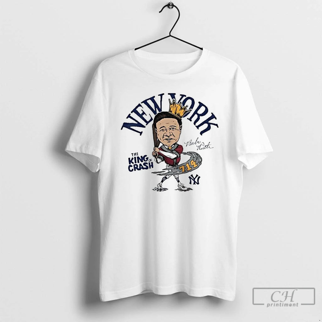 Premium Great Bambino The King Of Crash Caricature Signature T-Shirts, Hoodie, Sweatshirt | PopFlextees.com