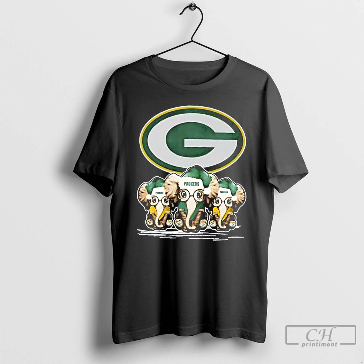 Premium Green Bay Packers X Elephants Santa Hat Merry Christmas T-Shirts, Hoodie, Sweatshirt | PopFlextees.com