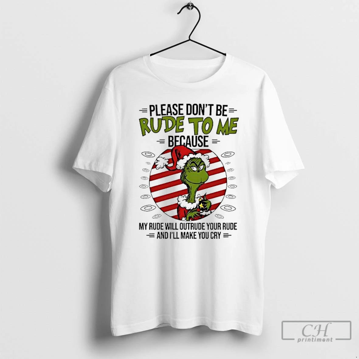 Premium Grinch Christmas Humor Quote Please Dont Be Rude To Me Trends Stylish T Shirts Hoodie, Sweatshirt | PopFlextees.com