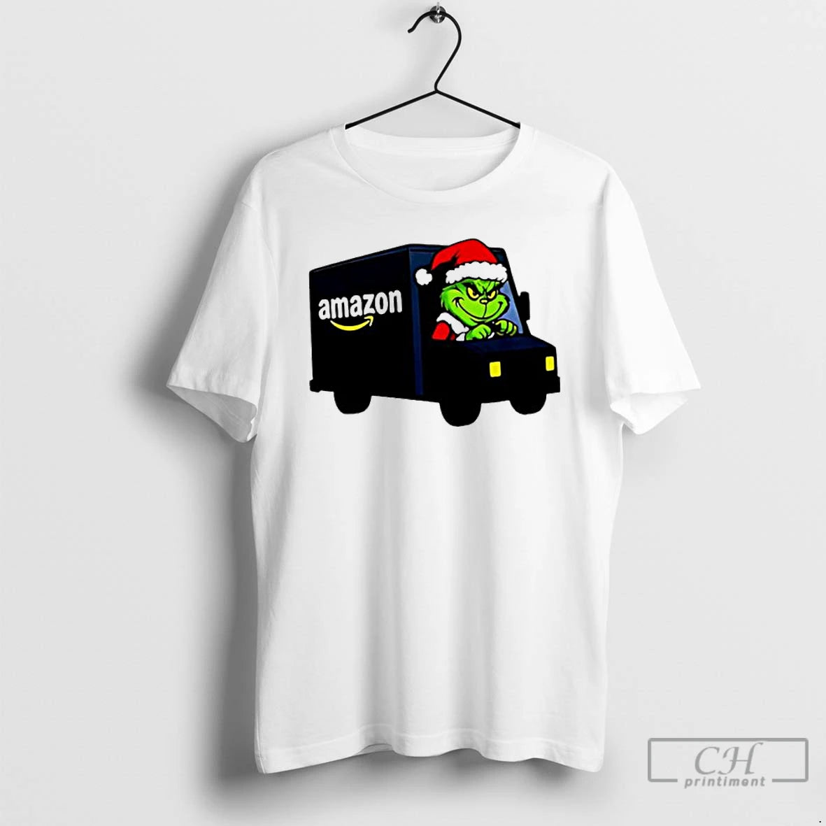 Premium Grinch Santa Claus In Amazon Truck Merry Christmas T-Shirts, Hoodie, Sweatshirt | PopFlextees.com