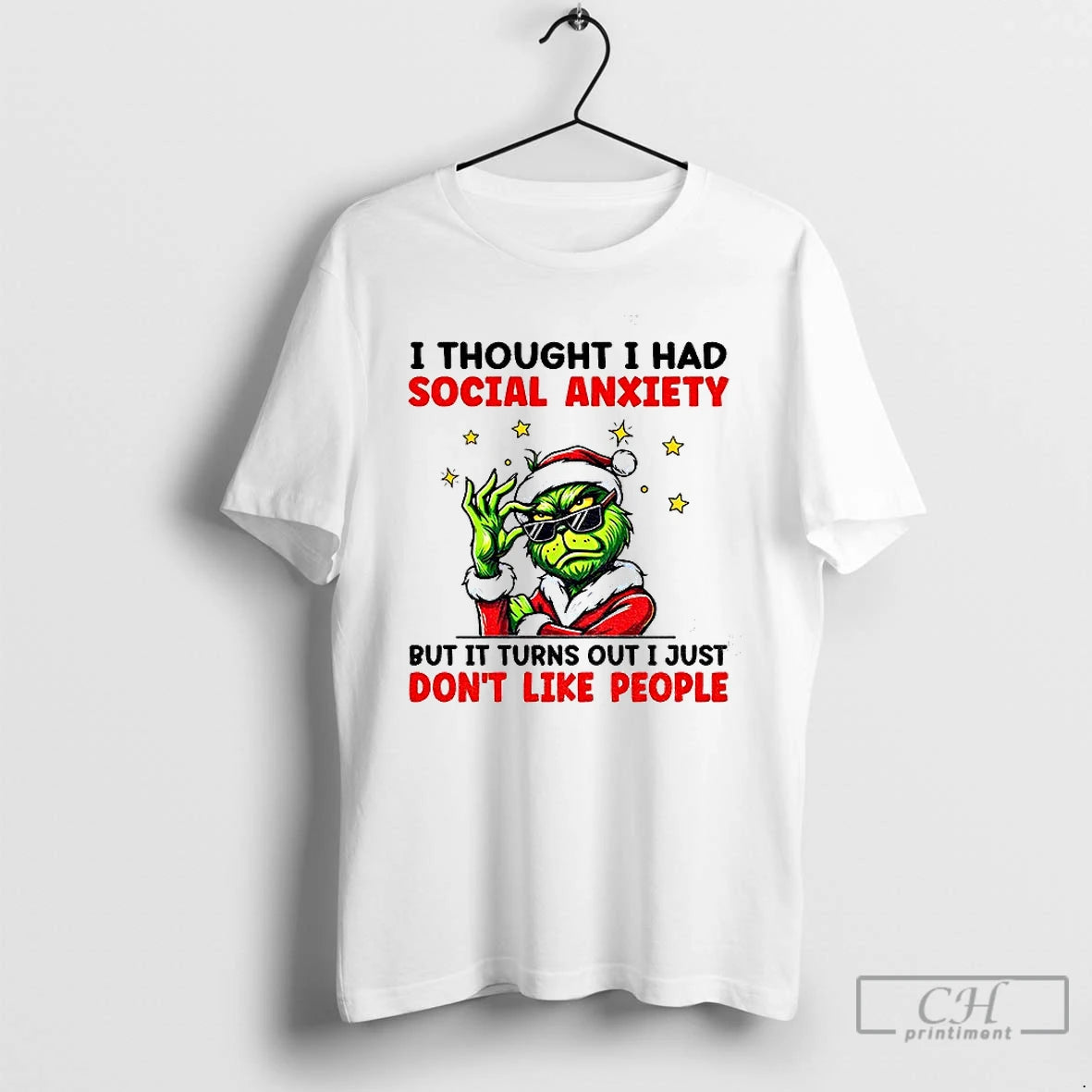 Premium Grinch Santa I Thought I Had Social Anxiety But It Turns Out I Just T-Shirts, Hoodie, Sweatshirt | PopFlextees.com