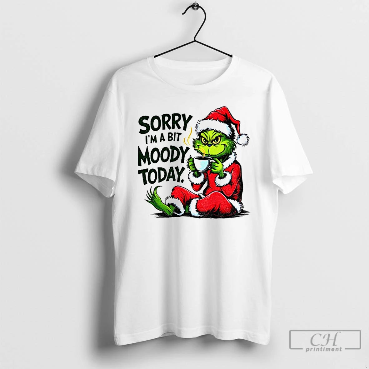 Premium Grinch Santa Hat Sorry Im A Bit Moody Today Merry Christmas T Shirts Sweater Hoodie, Sweatshirt | PopFlextees.com