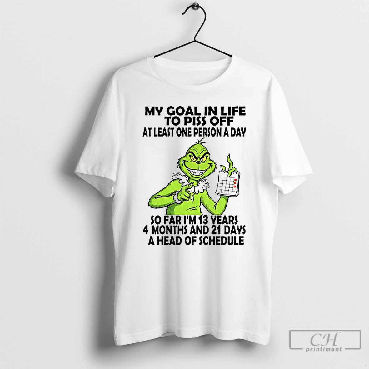 Premium Grinch My Goal In Life To Piss Off At Least One Person A Day T-Shirts, Hoodie, Sweatshirt | PopFlextees.com