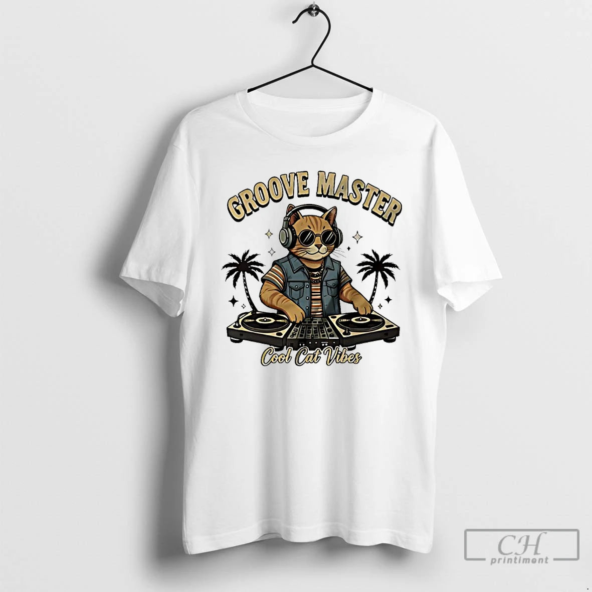 Premium Groove Master Cool Cat Dj Vibes T-Shirts, Hoodie, Sweatshirt | PopFlextees.com
