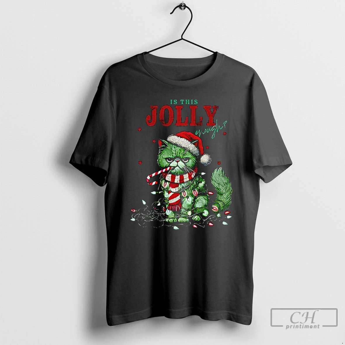 Premium Grumpy Cat Is This Jolly Enough Merry Christmas T-Shirts, Hoodie, Sweatshirt | PopFlextees.com
