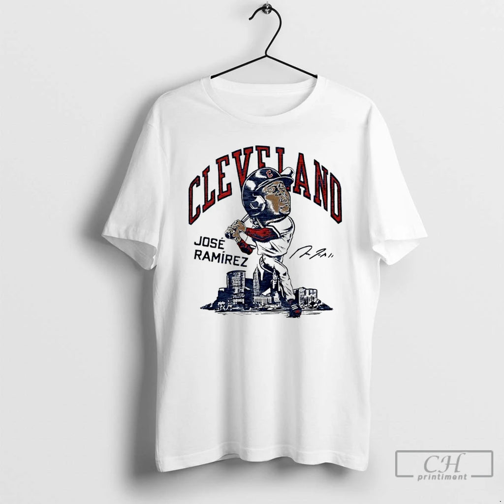 Premium Guardians Jose Ramirez Slugger Swing Signature Caricature T-Shirts, Hoodie, Sweatshirt | PopFlextees.com