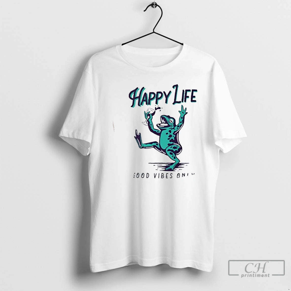 Premium Happy Life Good Vibes Only Frog T-Shirts, Hoodie, Sweatshirt | PopFlextees.com