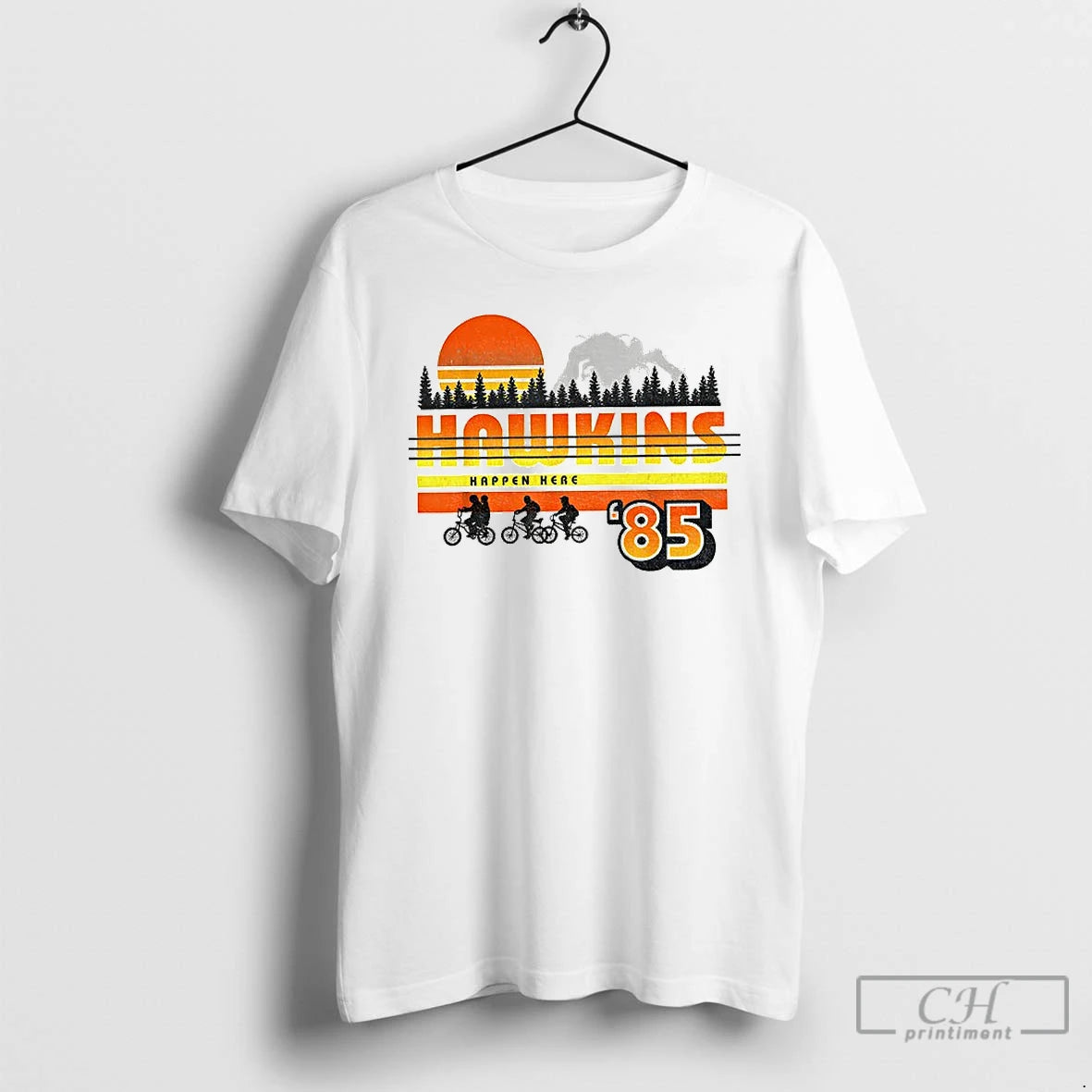 Premium Hawkins Upside Down Happen Here Friends Dont Lie 85 Vintage T-Shirts, Hoodie, Sweatshirt | PopFlextees.com