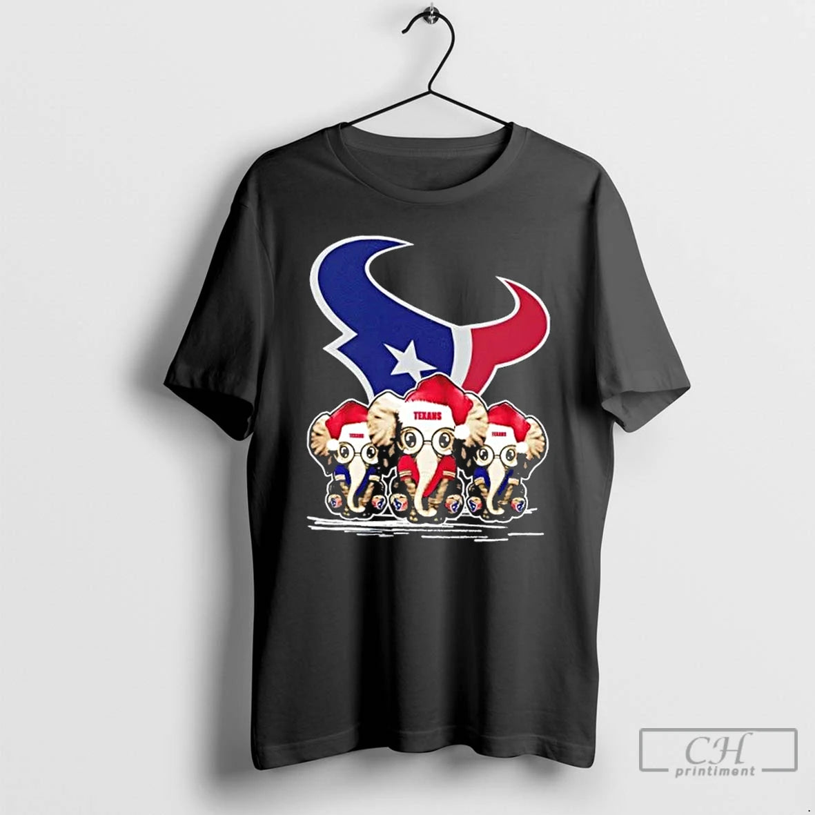 Premium Houston Texans X Elephants Santa Hat Merry Christmas T-Shirts, Hoodie, Sweatshirt | PopFlextees.com