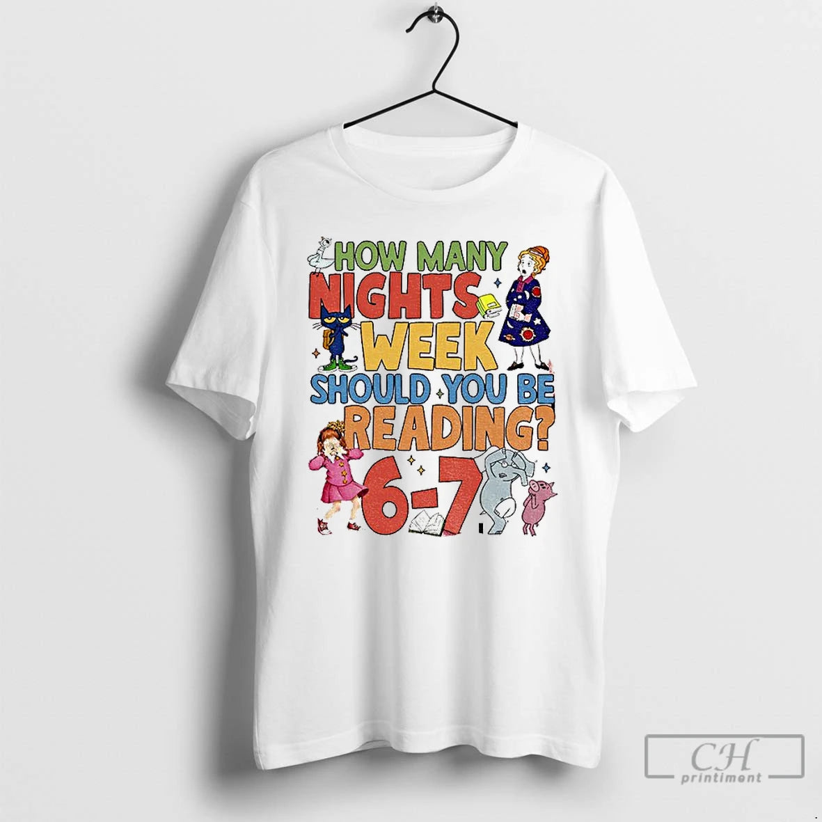 Premium How Many Nights A Week Should You Be Reading 6 7 Childrens Books T-Shirts, Hoodie, Sweatshirt | PopFlextees.com