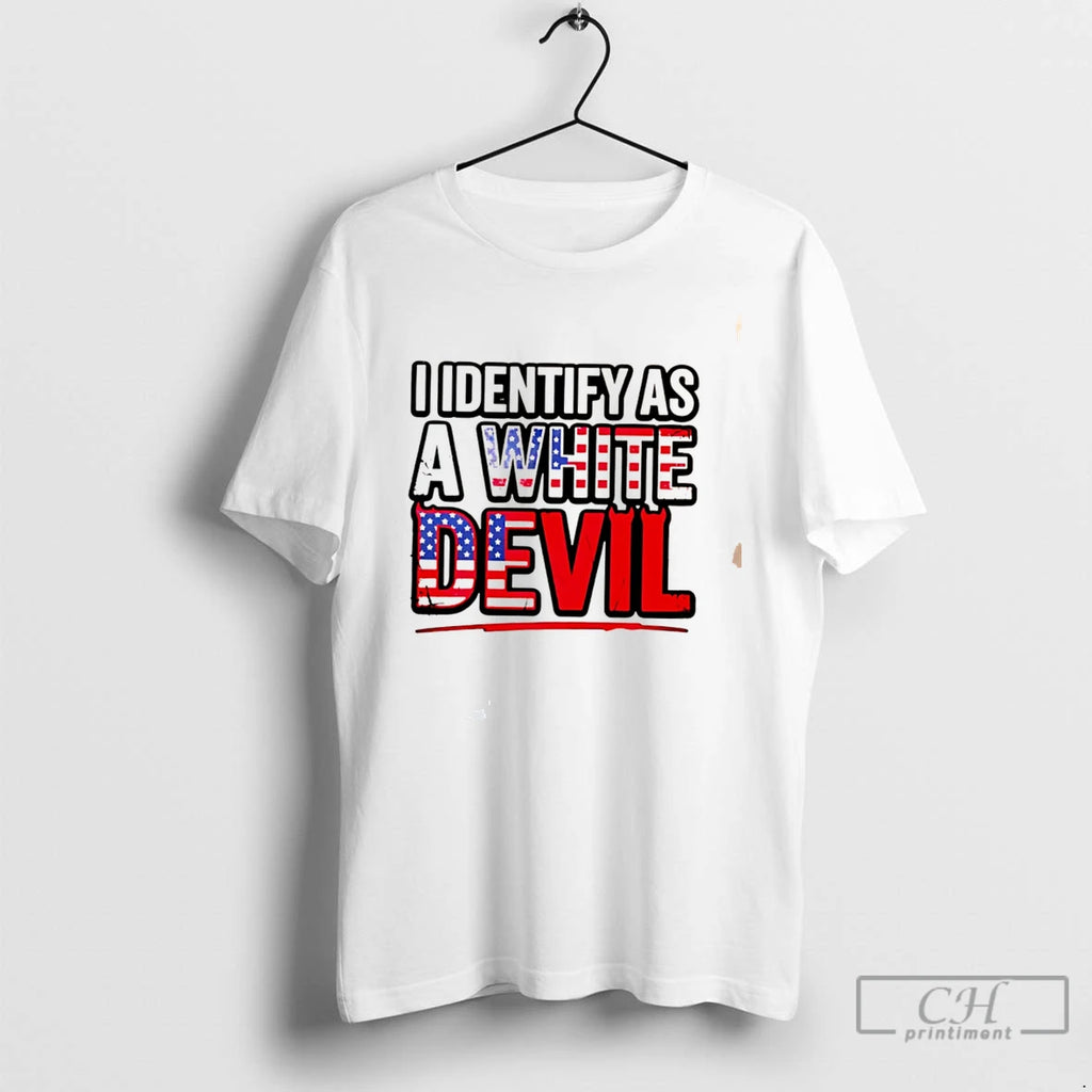Premium I Identify As A White Devil Usa Flag Tee