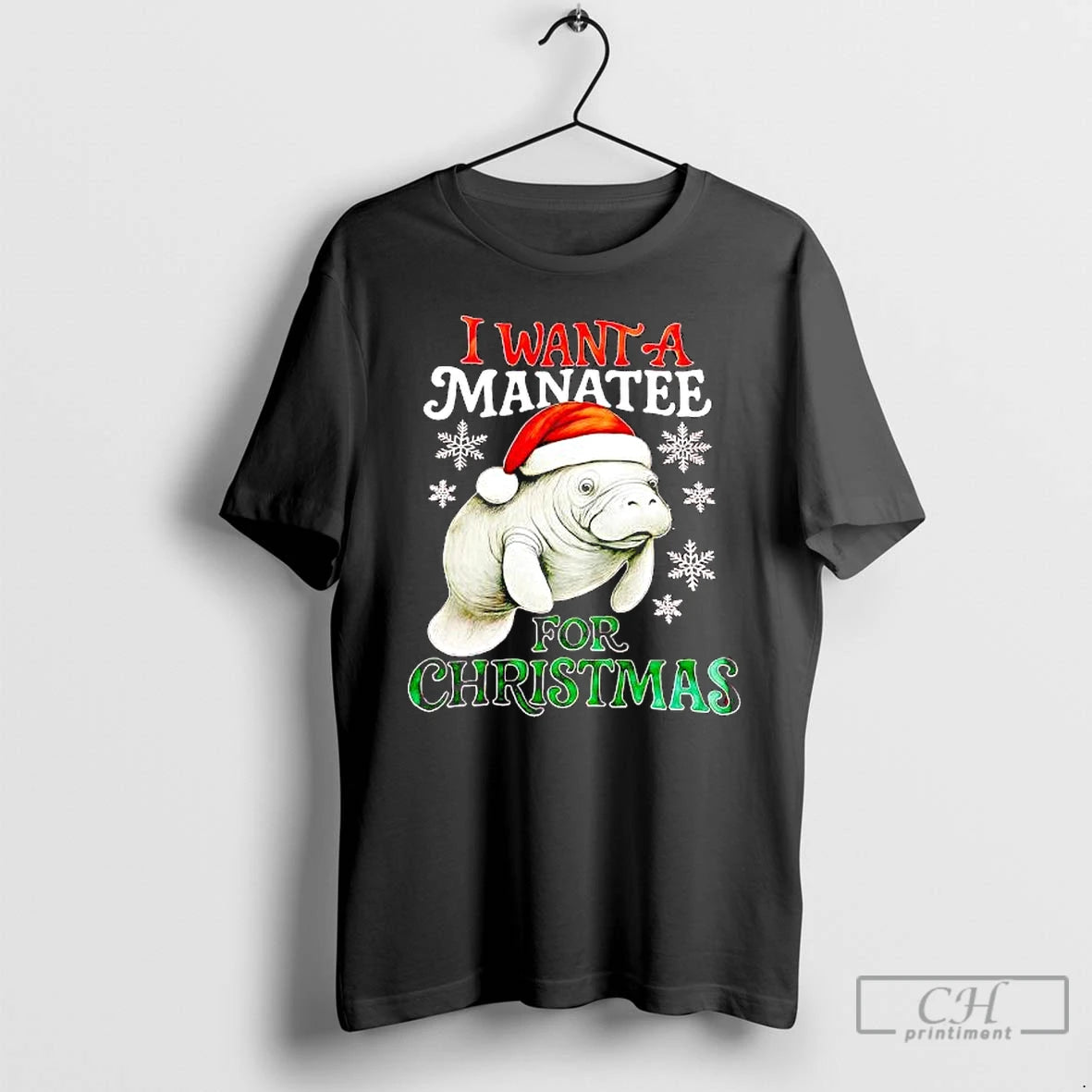 Premium I Want A Manatee For Christmas T-Shirts, Hoodie, Sweatshirt | PopFlextees.com