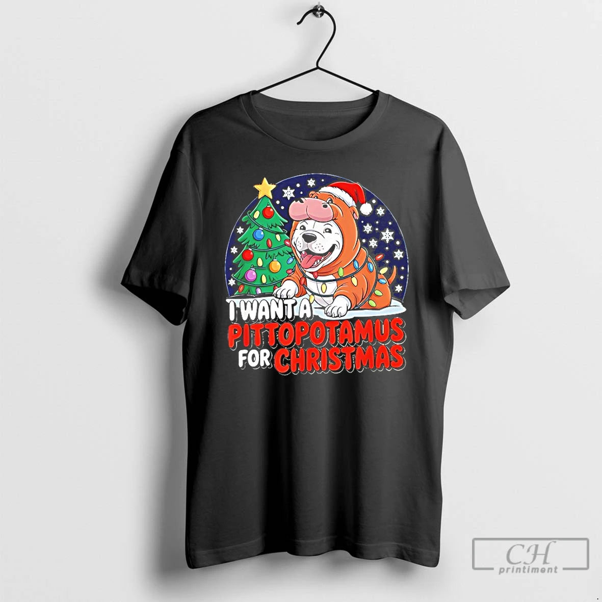 Premium I Want A Pittopotamus For Christmas T-Shirts, Hoodie, Sweatshirt | PopFlextees.com