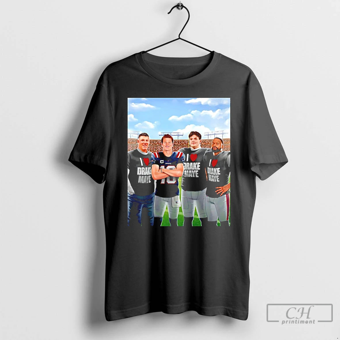 Premium I Love Drake Maye Graphic Cartoon T-Shirts, Hoodie, Sweatshirt | PopFlextees.com