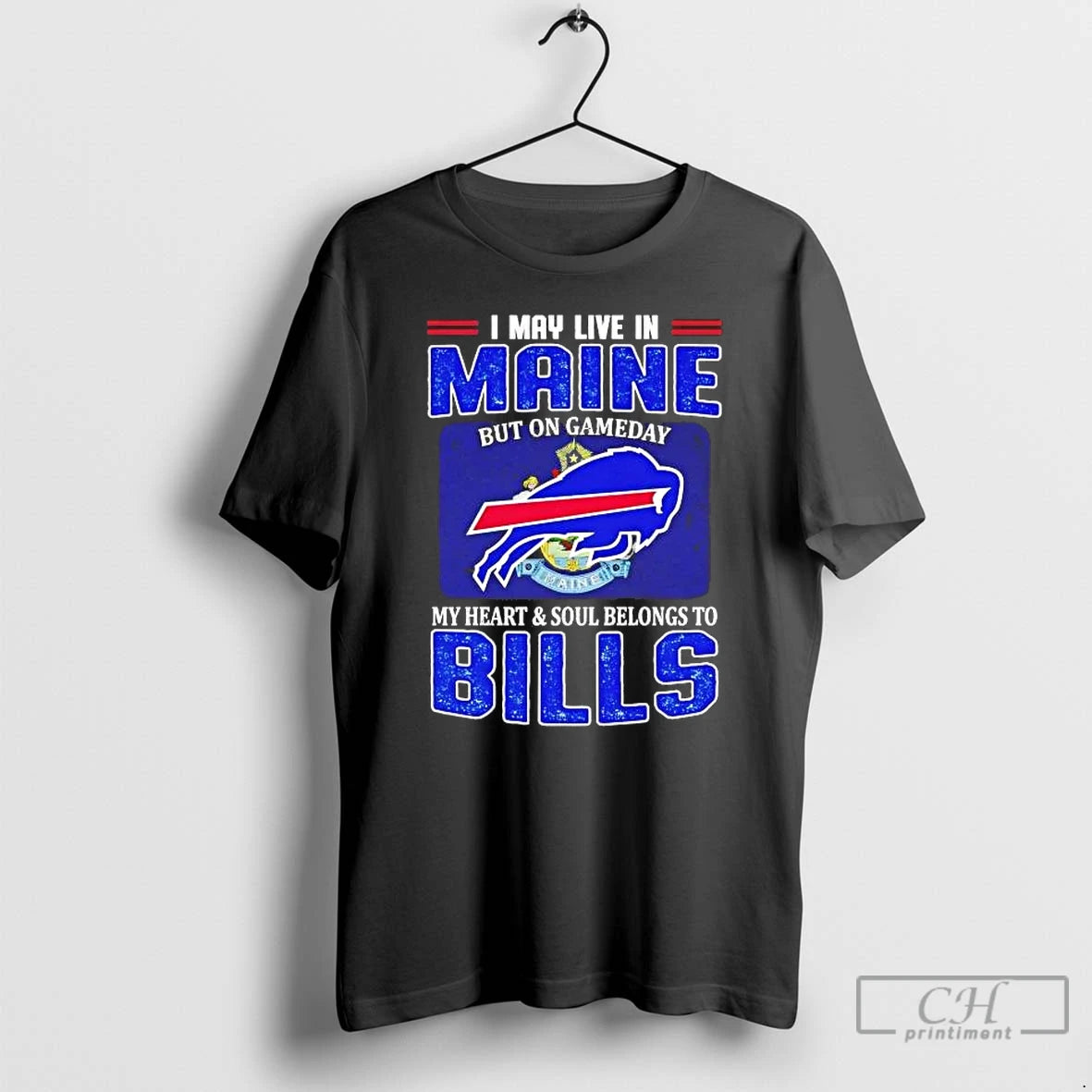 Premium I May Live In Maine But On Gameday My Heart And Soul Belongs To T-Shirts, Hoodie, Sweatshirt | PopFlextees.com