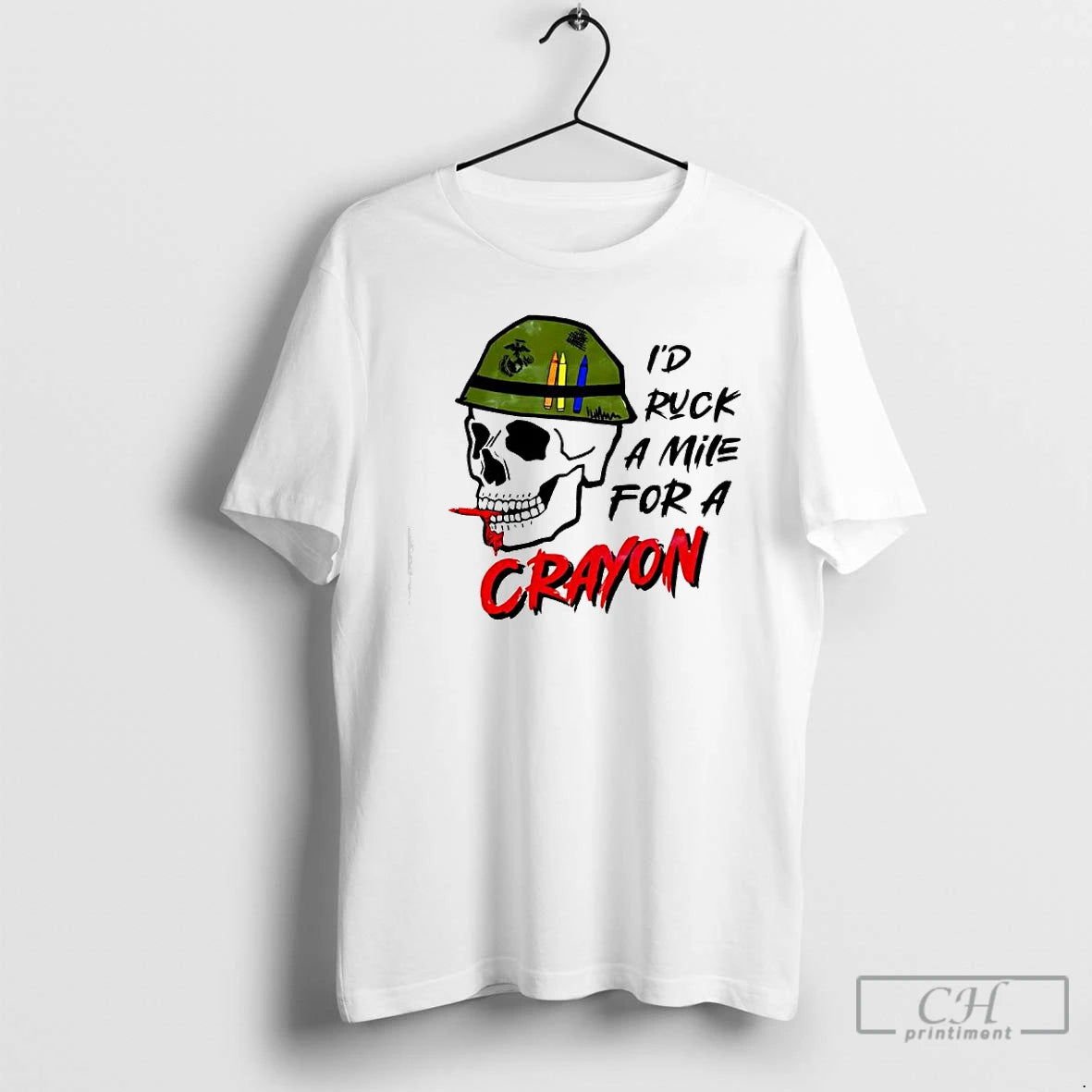 Premium Id Ruck A Mile For A Crayon Skull Military Helmet T-Shirts, Hoodie, Sweatshirt | PopFlextees.com