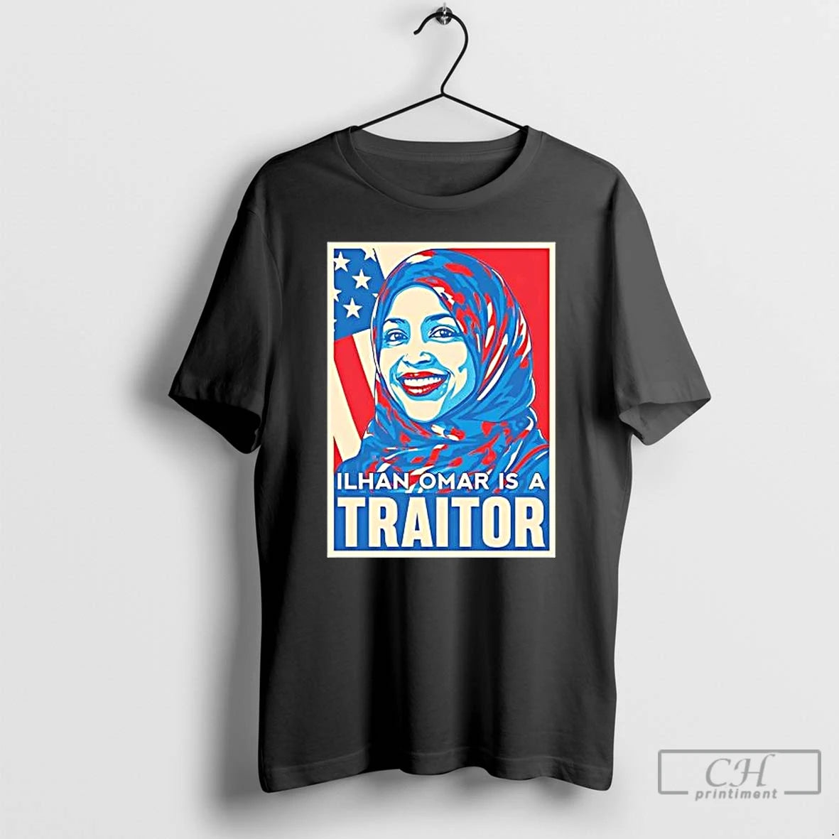 Premium Ilhan Omar Is A Traitor American Flag T-Shirts, Hoodie, Sweatshirt | PopFlextees.com