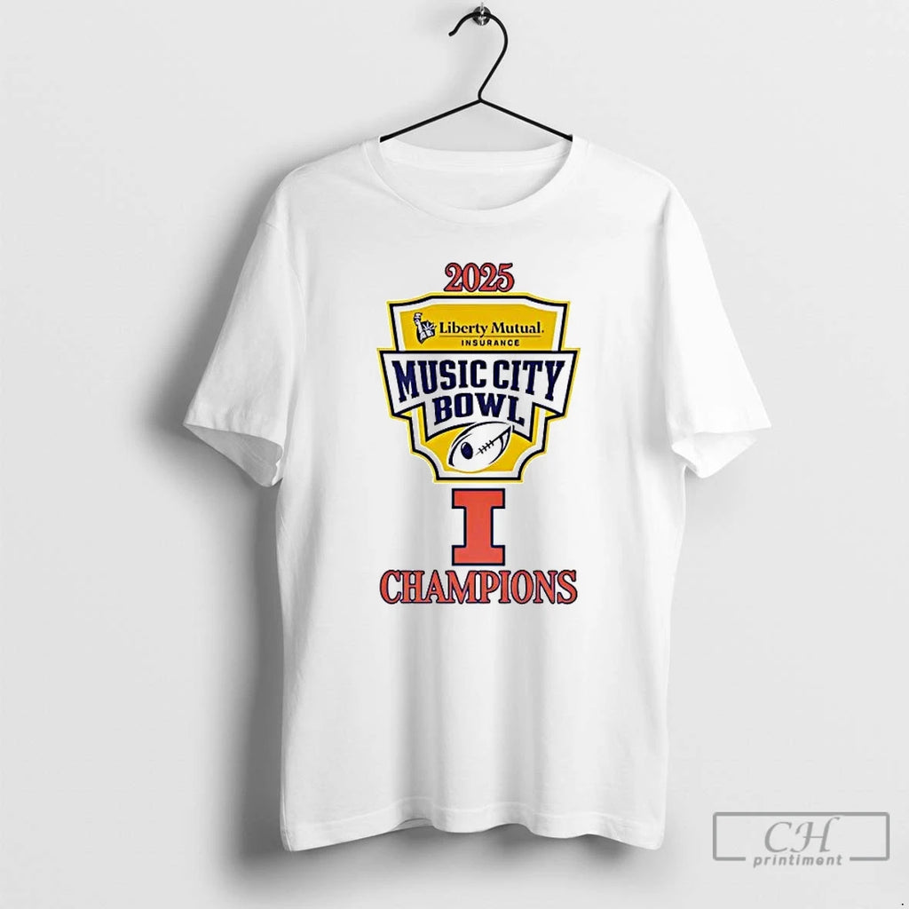 Premium Illinois Fighting Illini 2025 Music City Bowl Champions Logo T-Shirts, Hoodie, Sweatshirt | PopFlextees.com