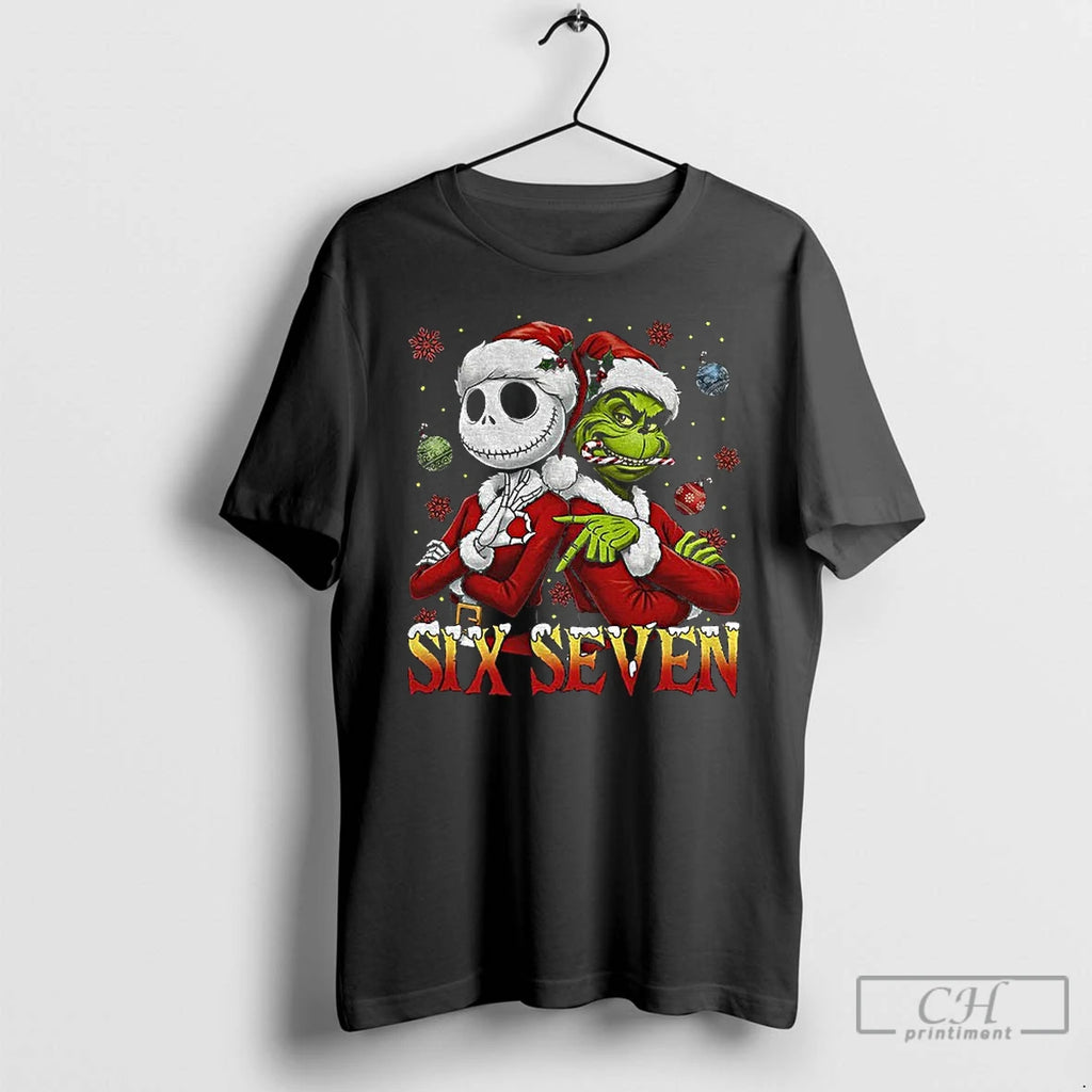 Premium Jack Skellington And Grinch Six Seven 6 7 Meme T-Shirts, Hoodie, Sweatshirt | PopFlextees.com