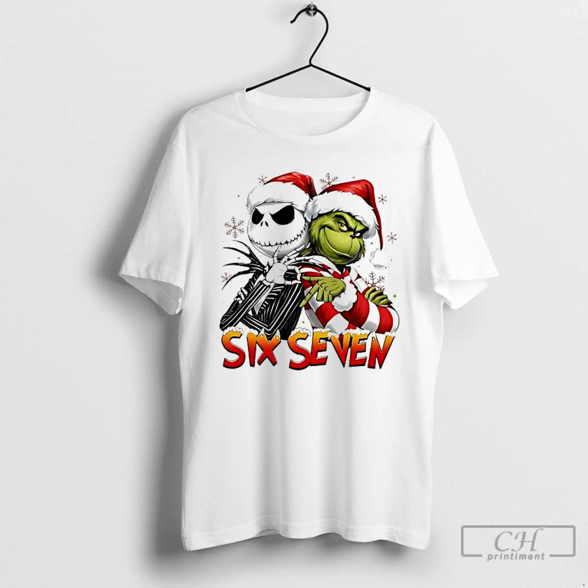 Premium Jack Skellington And Grinch Six Seven Merry Christmas T-Shirts, Hoodie, Sweatshirt | PopFlextees.com