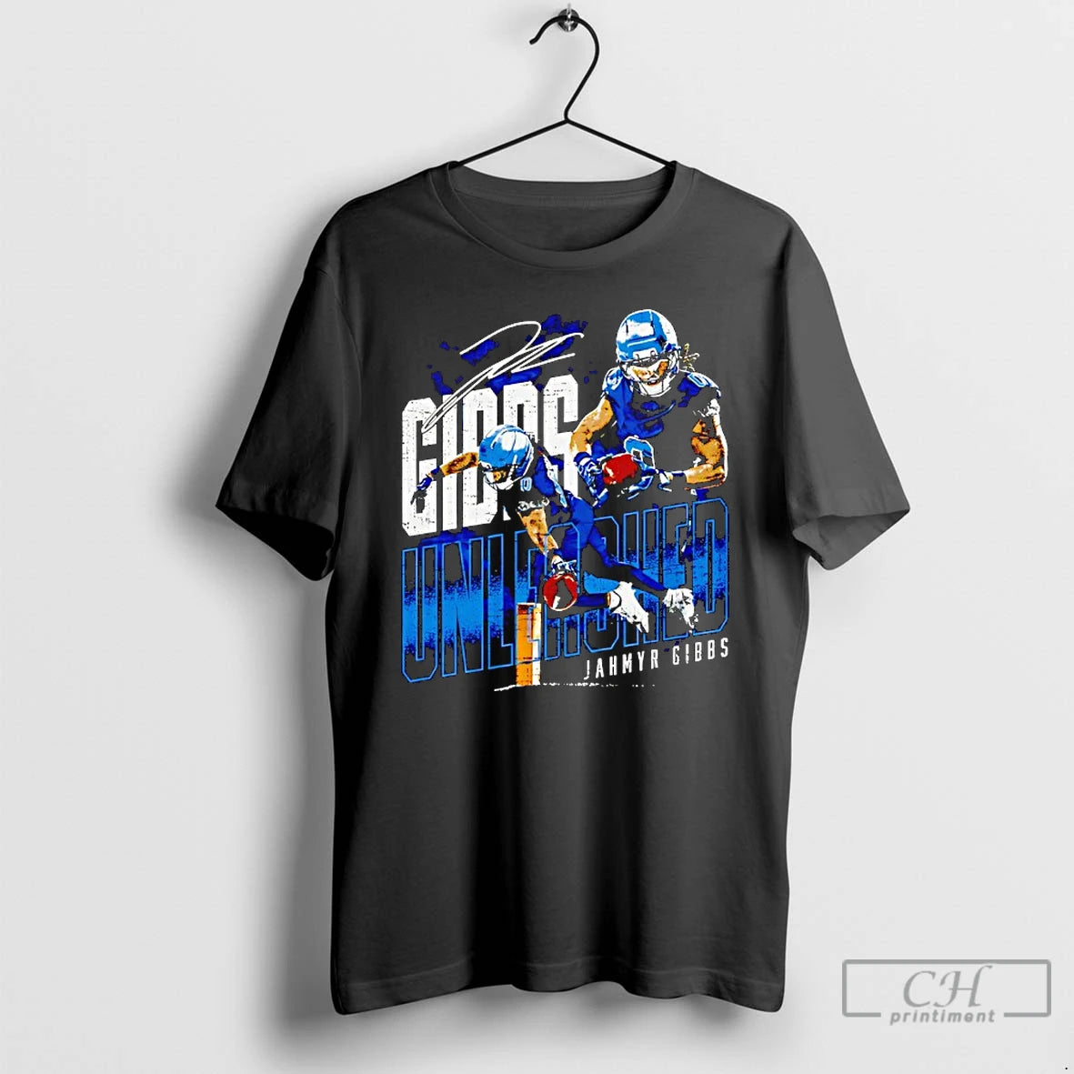 Premium Jahmyr Gibbs Detroit Lions Unleashed Signature T-Shirts, Hoodie, Sweatshirt | PopFlextees.com