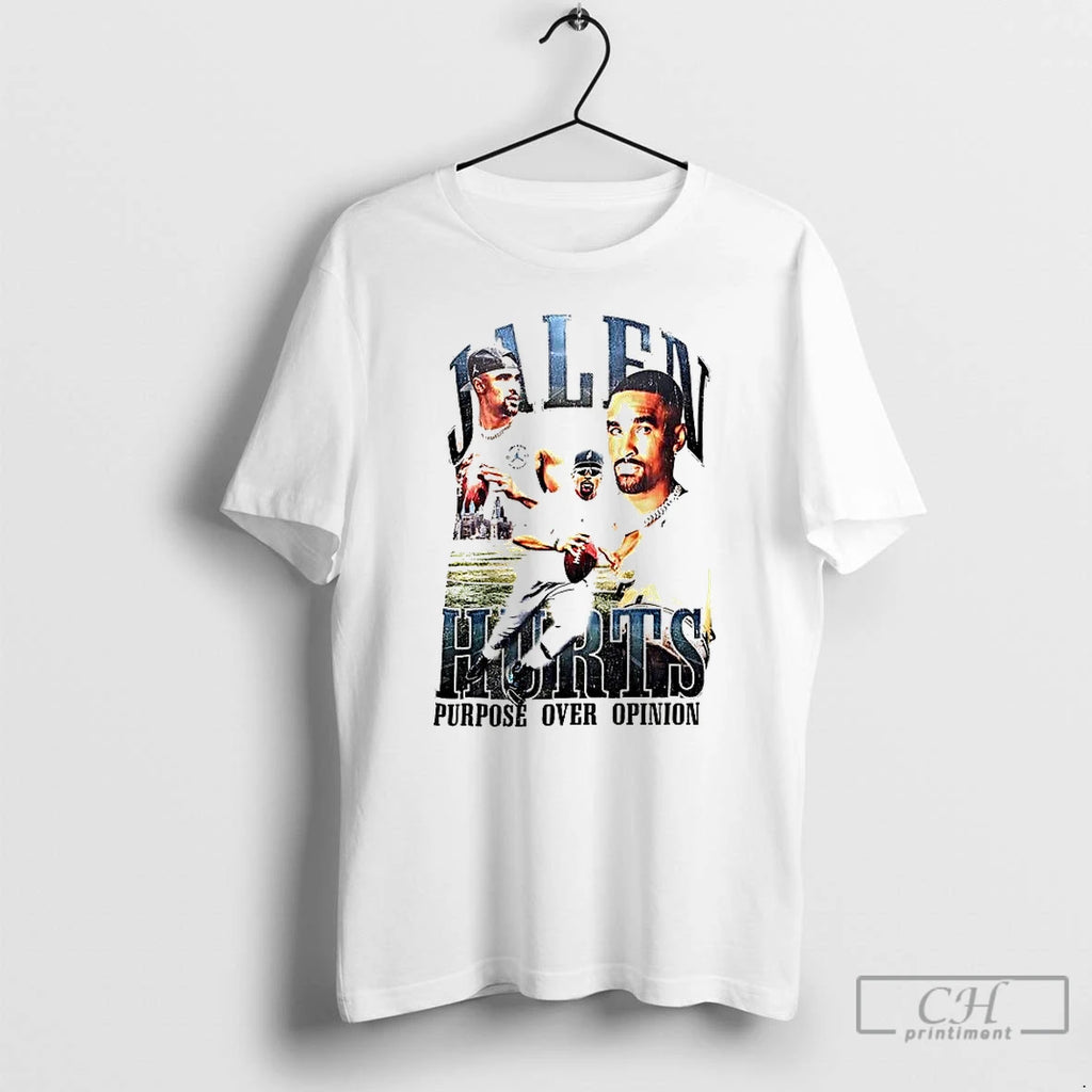 Premium Jalen Hurts Purpose Over Opinion Graphic T-Shirts, Hoodie, Sweatshirt | PopFlextees.com