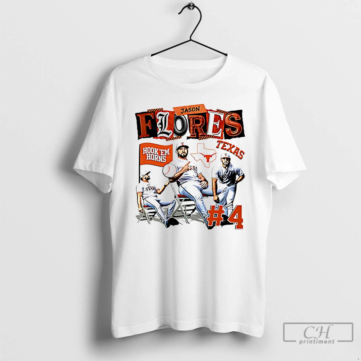 Premium Jason Flores Texas Baseball Ncaa Hook Em Horns Graphic T-Shirts, Hoodie, Sweatshirt | PopFlextees.com