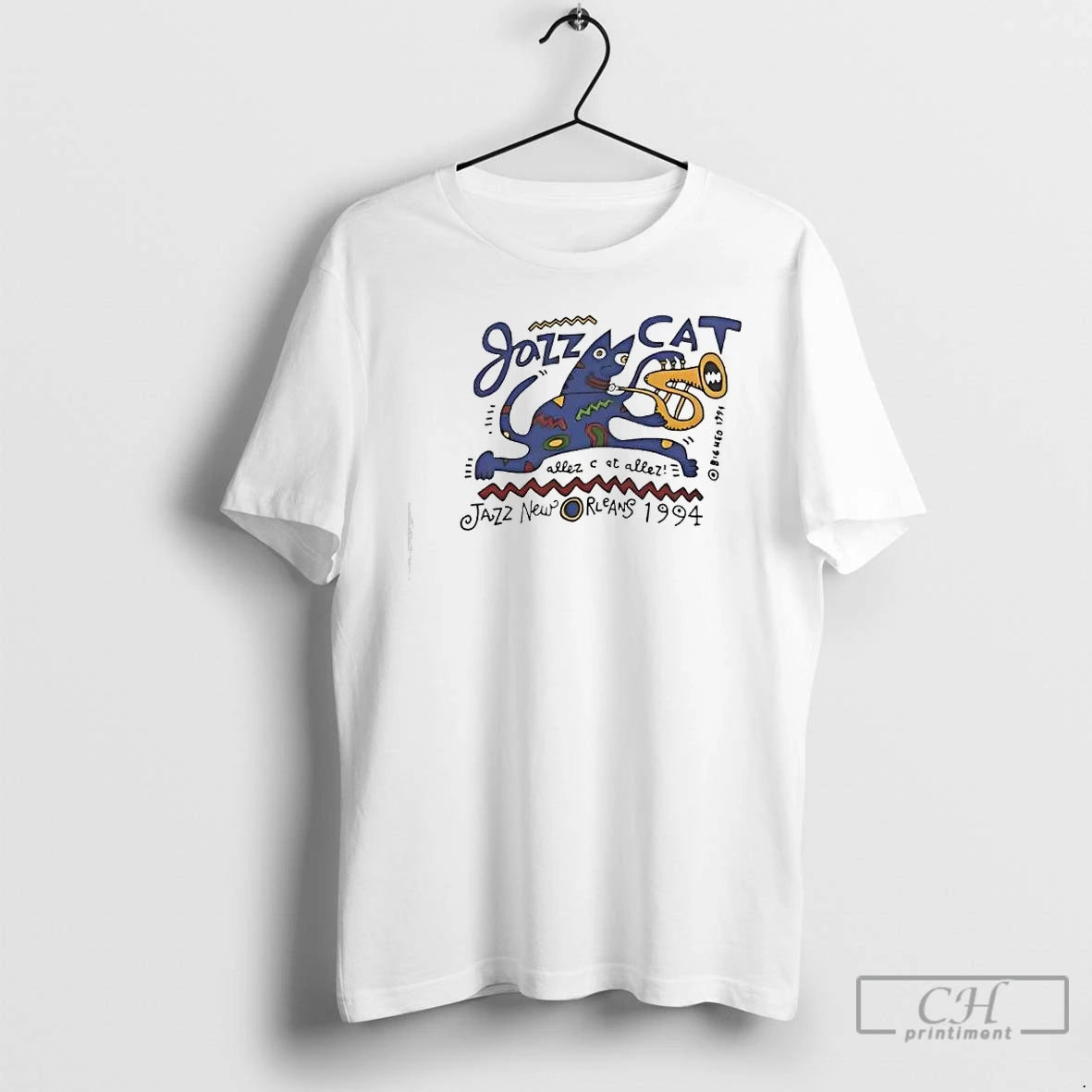 Premium Jazz Cat Graphic Cartoon Cat Playing Saxophone T-Shirts, Hoodie, Sweatshirt | PopFlextees.com