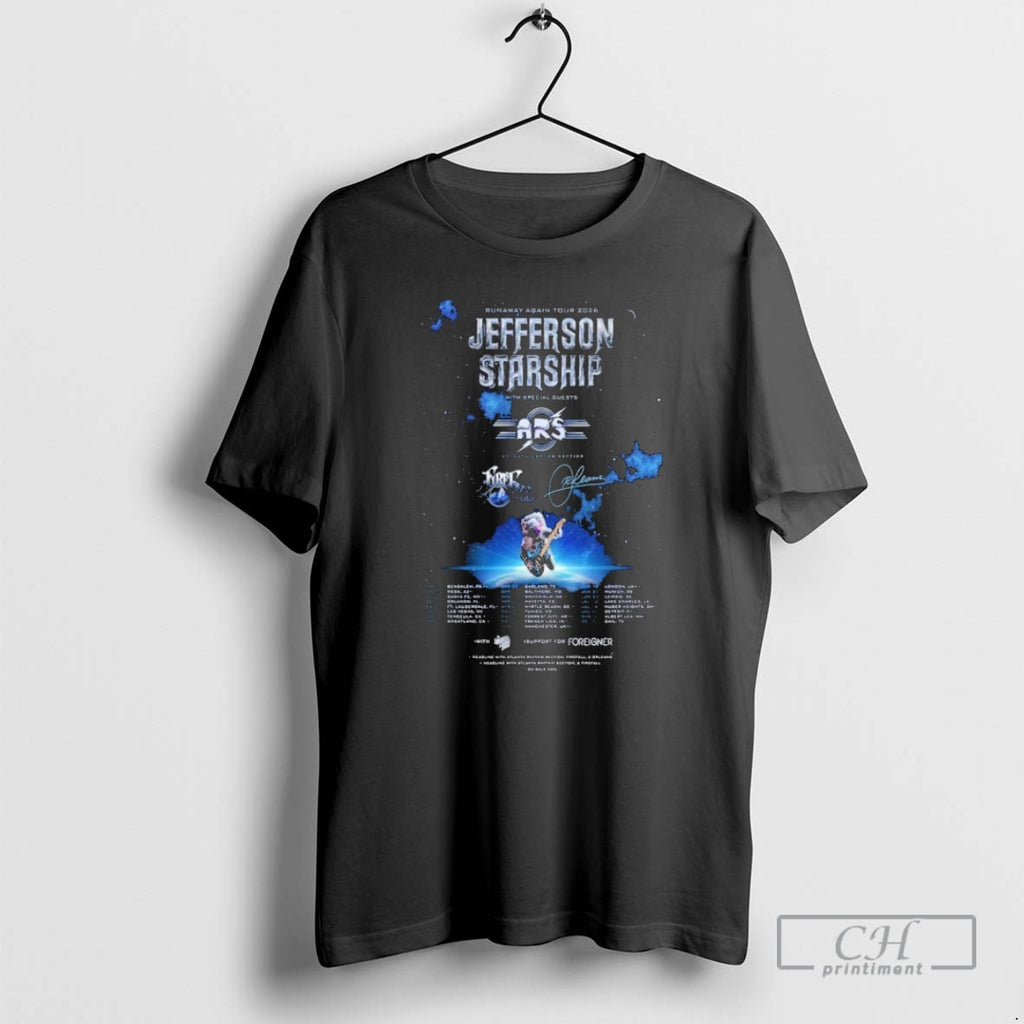 Premium Jefferson Starship Runaway Again 2026 Tour Dates Astronaut Guitar Shirt Sweater Hoodie, Sweatshirt | PopFlextees.com