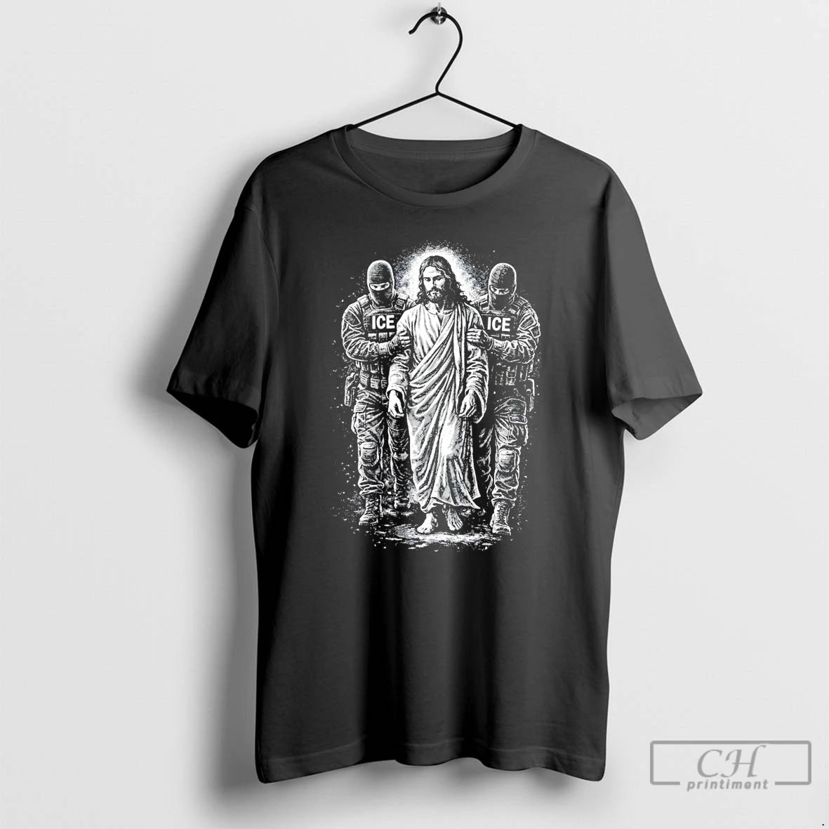 Premium Jesus Arrested Anti Ice Sarcastic Immigrant Rights Political Protest T-Shirts, Hoodie, Sweatshirt | PopFlextees.com